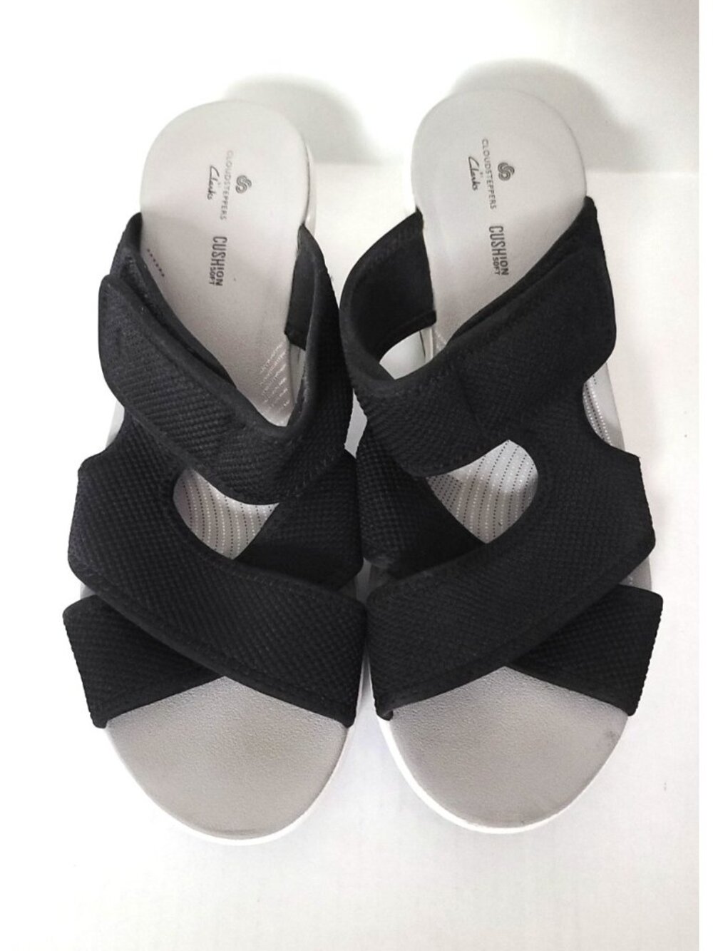 Clarks Cloudsteppers Step Cali Wave Sandals Size 10 Black Comfort Wedge Women - Picture 3 of 8